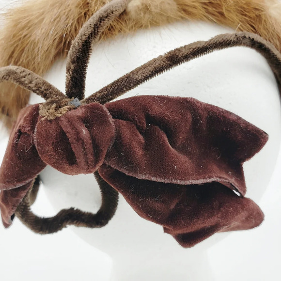 Vintage Hat | Brown Fur Fascinator With Bow - Picture 3 of 6